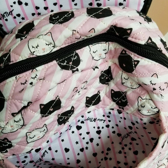Betsey Johnson Backpack Cats Pink White Black - Picture 5 of 8